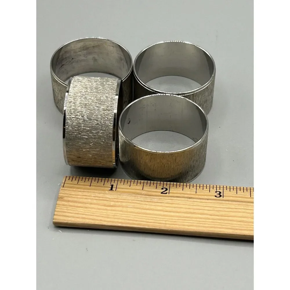 Brushed‎ Silver tone Napkin Rings Set Of 4